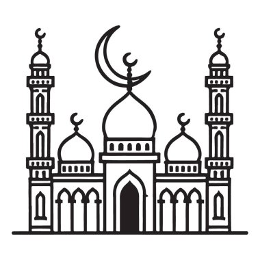 İslami Mimari Cami Görünümü Hilal Ay Silüeti Sanatı