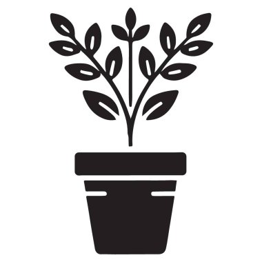 Saksı Bitkisi Vektör Sanatı Bahçıvanlık İçin Basit Çiçek İllüstrasyonu