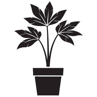 Salon Yeşilliği ve Ev Dekorasyonu için Zarif Saksı Bitkisi İllüstrasyonu