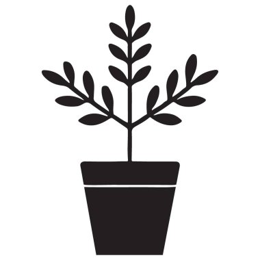 Ev Dekorasyonu ve Bahçıvanlar için Saklı Bitki Çizimi Silüet Vektörü