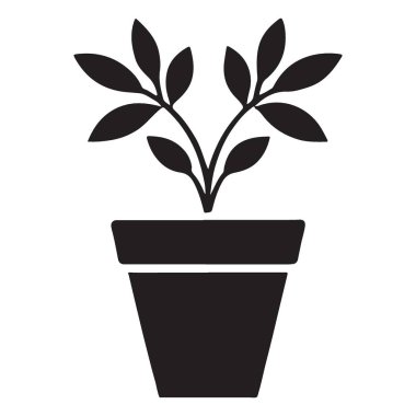 Kapalı Bahçe Projeleri için Basit Saksı Bitkisi Vektörü Silueti