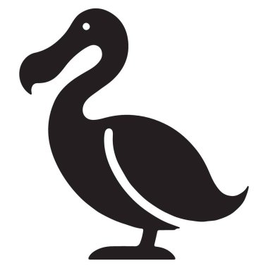 Nesli tükenmekte olan türler için Dodo Kuş Silueti Vektör Grafik Çizim Sembolü