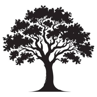 Tam Ağaç Silueti Vektör Grafik Çizimi Dış Tasarım için Mükemmel