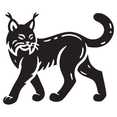 Kuyruk Yukarı Tasarımlı Yürüyen Vaşak Silueti 'nin Vektör Çizimi