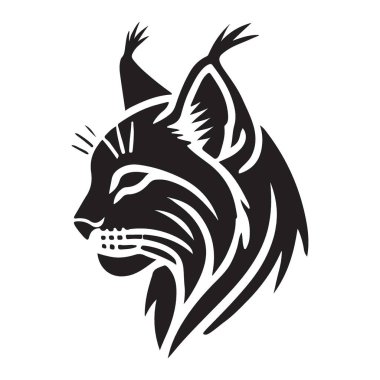 Logolar için Lynx Baş Siluet Profil Vektörü Tasarımı