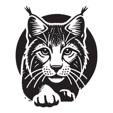 Büyüleyici Lynx Portresi Hayvanlar için Siluet Tasarımı