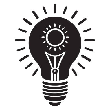 İnovasyon için Parlak Fikir Silüeti Vektör Resim Sembolü