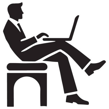 Bilgisayarda çalışan bir iş adamının silueti