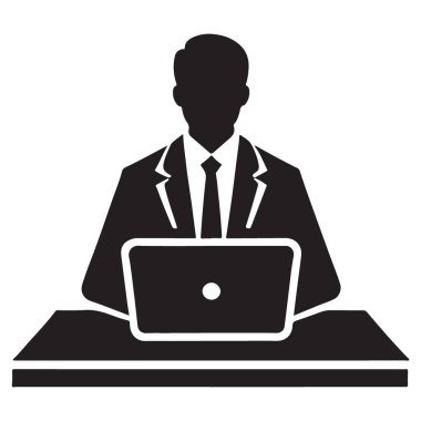 Bilgisayar Vektörü İllüstrasyonundaki bir iş adamının silueti