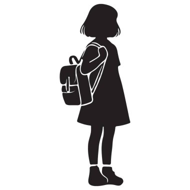 Sırt çantası taşıyan bir kız öğrencinin silüeti.