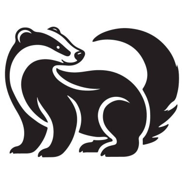 Beyaz Çizgili Klasik Porsuk Siluet Vektör Sanatı