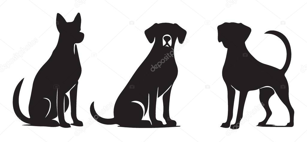 Three Dog Breeds Silhouette Vector Illustration for Pet Lovers Design