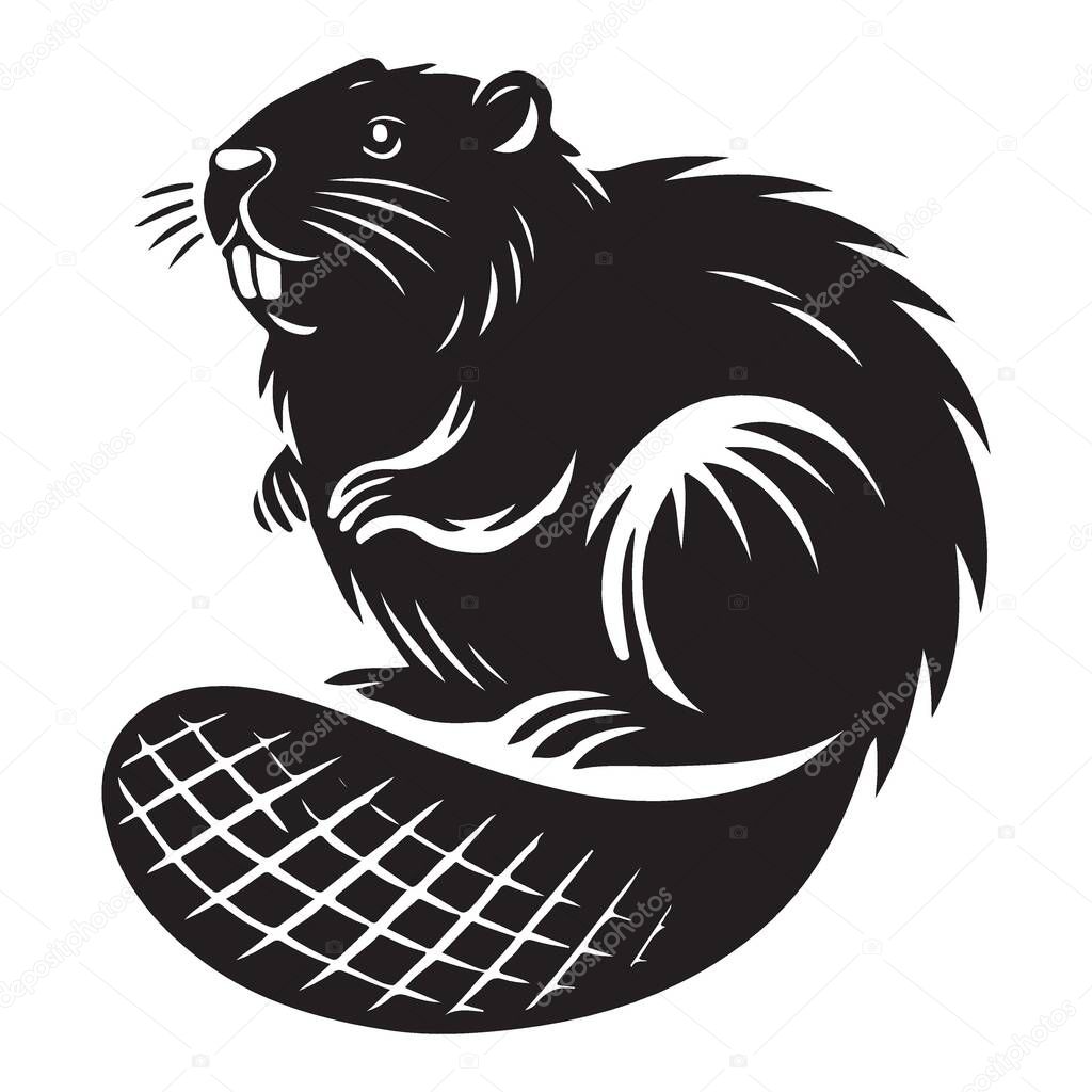 Detailed Beaver Illustration Vector Graphics Paddle Tail Strong Teeth