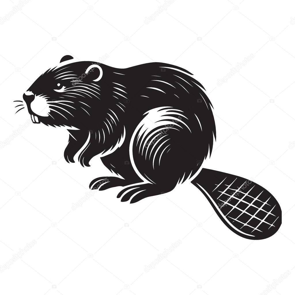 Beaver Vector Illustration with Paddle Tail and Prominent Teeth