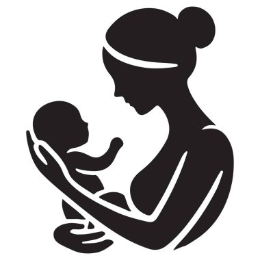 Sevecen bir annenin silueti Yeni doğmuş bebeğini özenle tutuyor