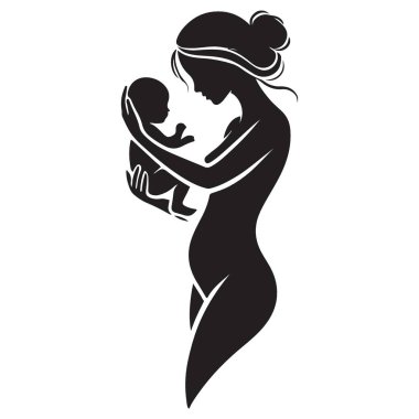 Hamile bir kadının Silueti Bebeğini Nazikçe Tutuyor