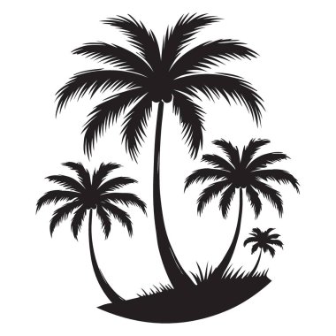 Ada Palmiye Ağaçları Tropikal Tatil Tasarımı Görüntü Vektörü