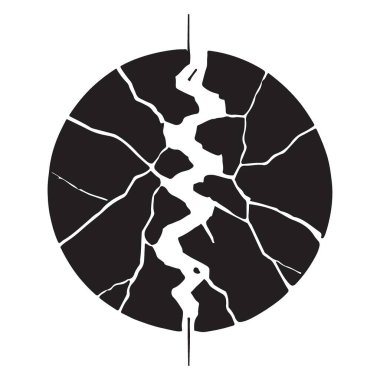 Çatlak Küre Siyah Grafik Soyut Vektör İllüstrasyon Sanatı