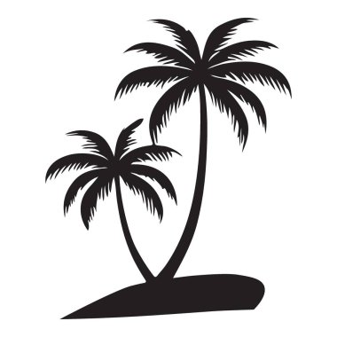 Palm Trees Siluet Vektör Resimli Ada Tatili Tropikal Tasarım