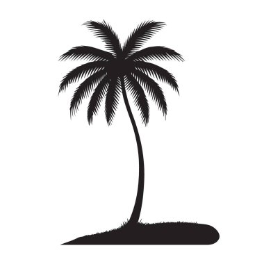 Tropik Plaj Silueti Palmiye Ağacı Vektörü İdeal Çizim
