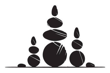 Yığılmış Taşlar Siluet Vektörü Dengelenen Kaya Çizimi Sanatı