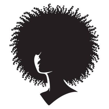 Voluminous kıvırcık saçlı Siyah Siluet Kadın Görüntüsü