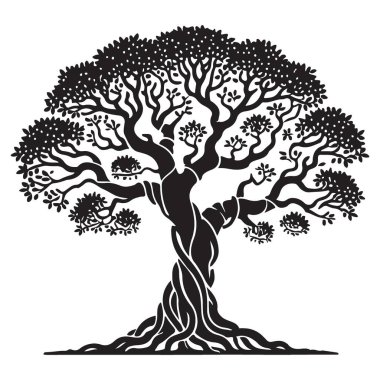 Ayrıntılı ağaç illüstrasyon vektör tasarımı aile büyümesi doğa simgesi