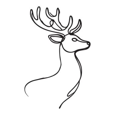 Görkemli Geyik Başı Siluetinin Zarif Tek Çizgisi