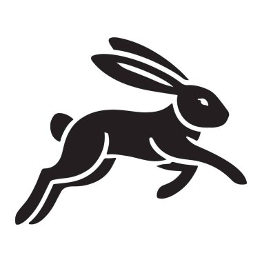 Paskalya Kutlaması için Sıçrayan Tavşan Silueti Vektör İllüstrasyonu