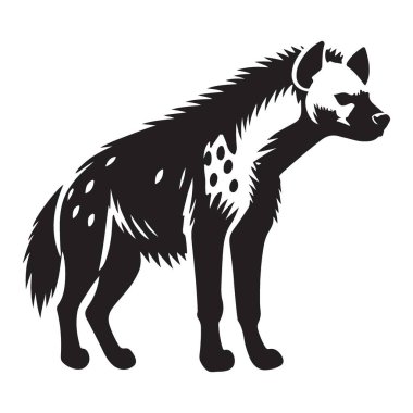 Benekli Sırtlan Vektörü Silueti Görünümü Vahşi Yaşam Hevesleri Tasarımı İçin Mükemmel