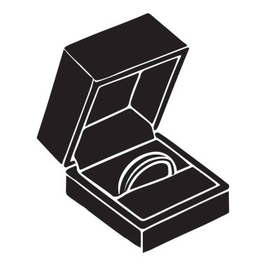 Seremoni Hediyesi İçin Bir Kutuda Alyans Siluet Vektör İllüzyonu