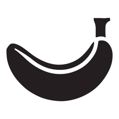 Basit Muz Silueti Vektör İllüstrasyonu Olgun ve Lezzetli