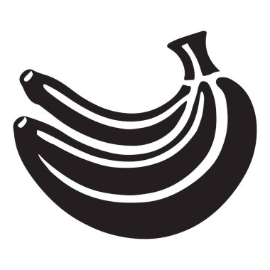 İki Muz Silueti Vektör Resimli Meyve ve Lezzetli
