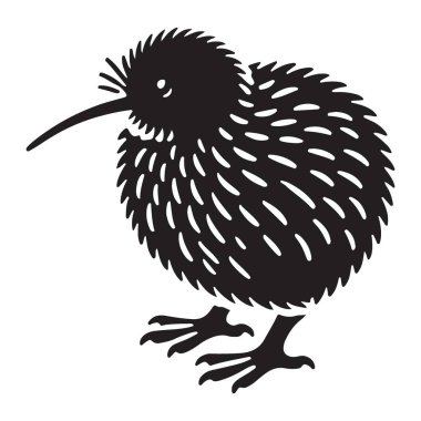 Yeni Zelanda Kivi Kuşunun Zarif Siyah Silüeti