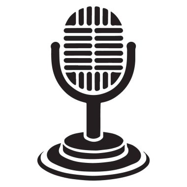 Podcast ve Yayın Grafik Tasarımı için Minimalist Mikrofon Silueti
