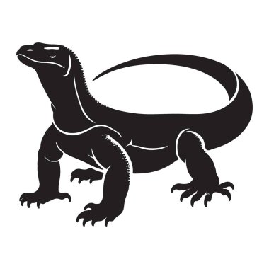 Eğri Kuyruk Vektör Sanatıyla Görkemli Komodo Ejder Silueti