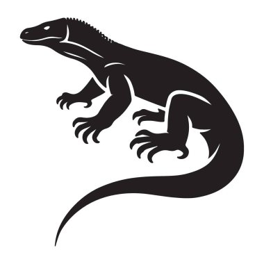 Yürüyen Komodo Ejderhası Silueti Grafik Sembol Vektör Sanatı