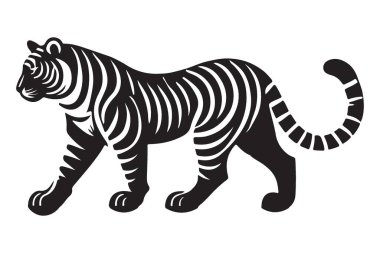 Yürüyen Kaplan Silüeti Vektör Resim Yazdırma Çizimi