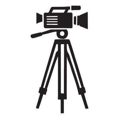 Haber Ortamı için Tripod Siluet Vektör İllüstrasyonunda Video Kamera