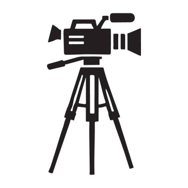 Tripod Siyah Siluet Çiziminde Profesyonel Video Kamera