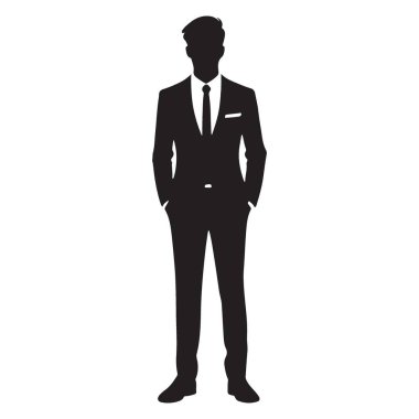 Profesyonel kullanım için şık takım elbiseli adam siluet vektörü