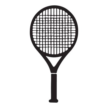 Yazdırma ve Tasarımlar için Tenis Raketi Silueti Sanat Vektörü ResmiName