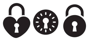 Güvenlik ve Veri Koruması için Çeşitli Kilit Siluet Simgeleri