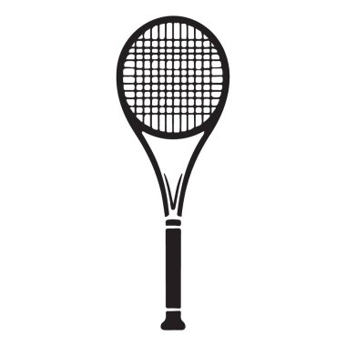 Spor Konulu Tasarım Projesi için Klasik Tenis Raket Siluet Vektörü