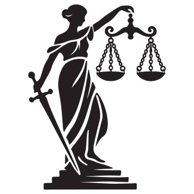 Basit Adalet Kadını Siluet Vekil Hukukun ve Adaletin Simgesi