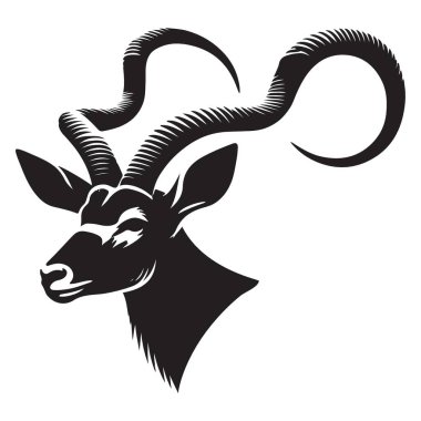 Çarpıcı Boynuzlarla Görkemli Kudu Boğa Kafa Vektör İllüzyonu