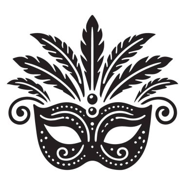 Zarif Tüylü Maskeli Balo Yaratıcı Projeler için Maskeli Vektör İllüstrasyonu