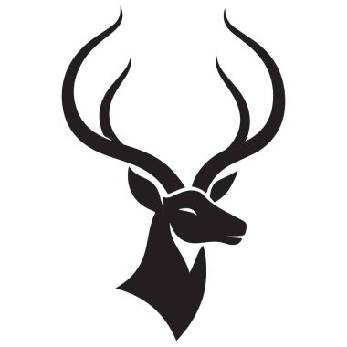 Logo Tasarımları için Zarif Geyik Başı Siluet Vektör İllüstrasyonu