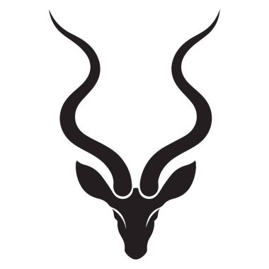 Majestic Kudu Antilop Baş Siluet Vektör Grafik Tasarımı