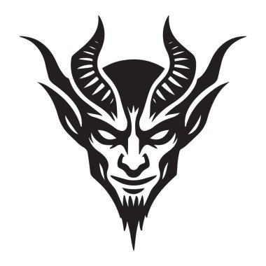 Boynuz ve Sakallı Detaylı Şeytan Silueti Yüz Görünümü